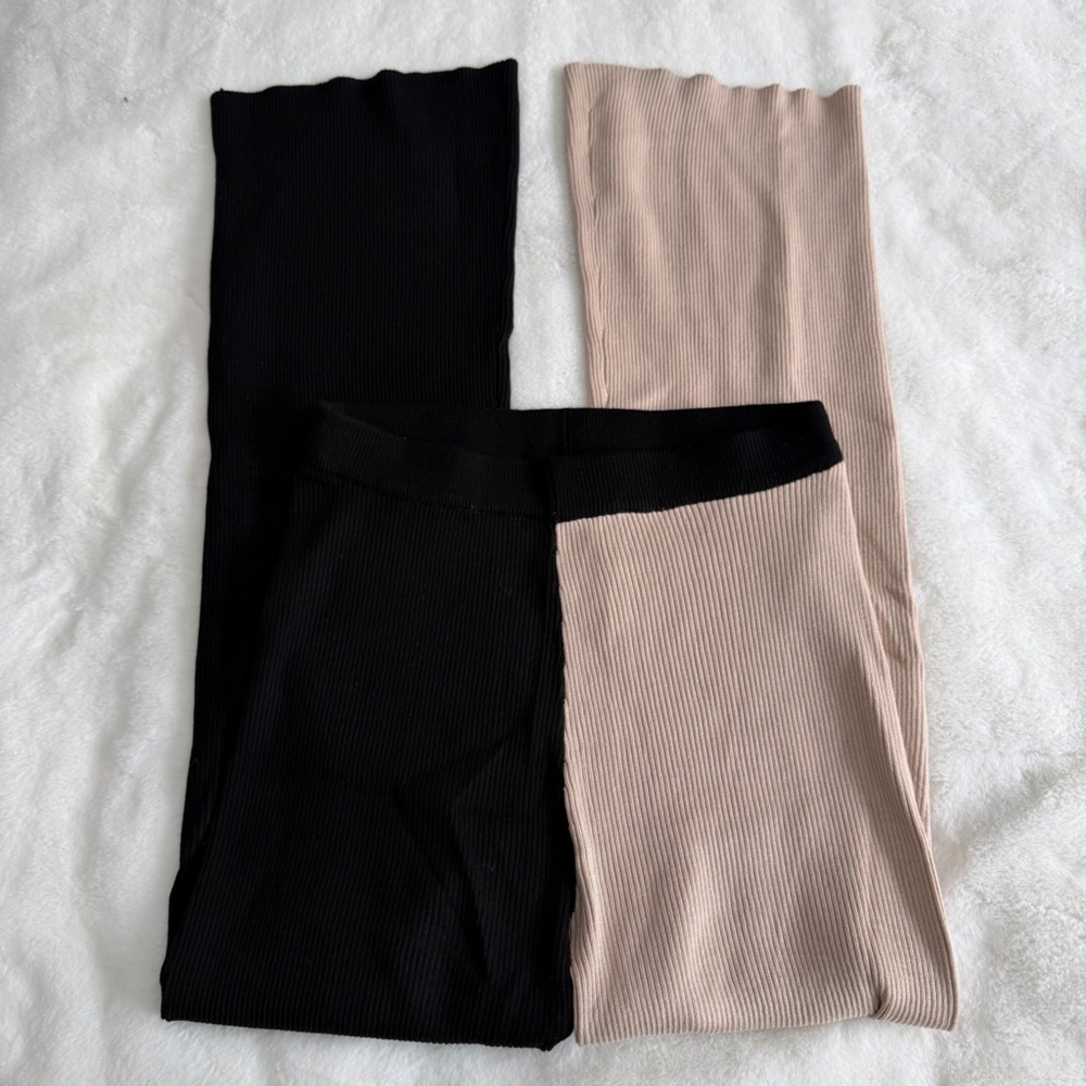 BCBG Paris Ribbed Knit Split Color Pants Size XS